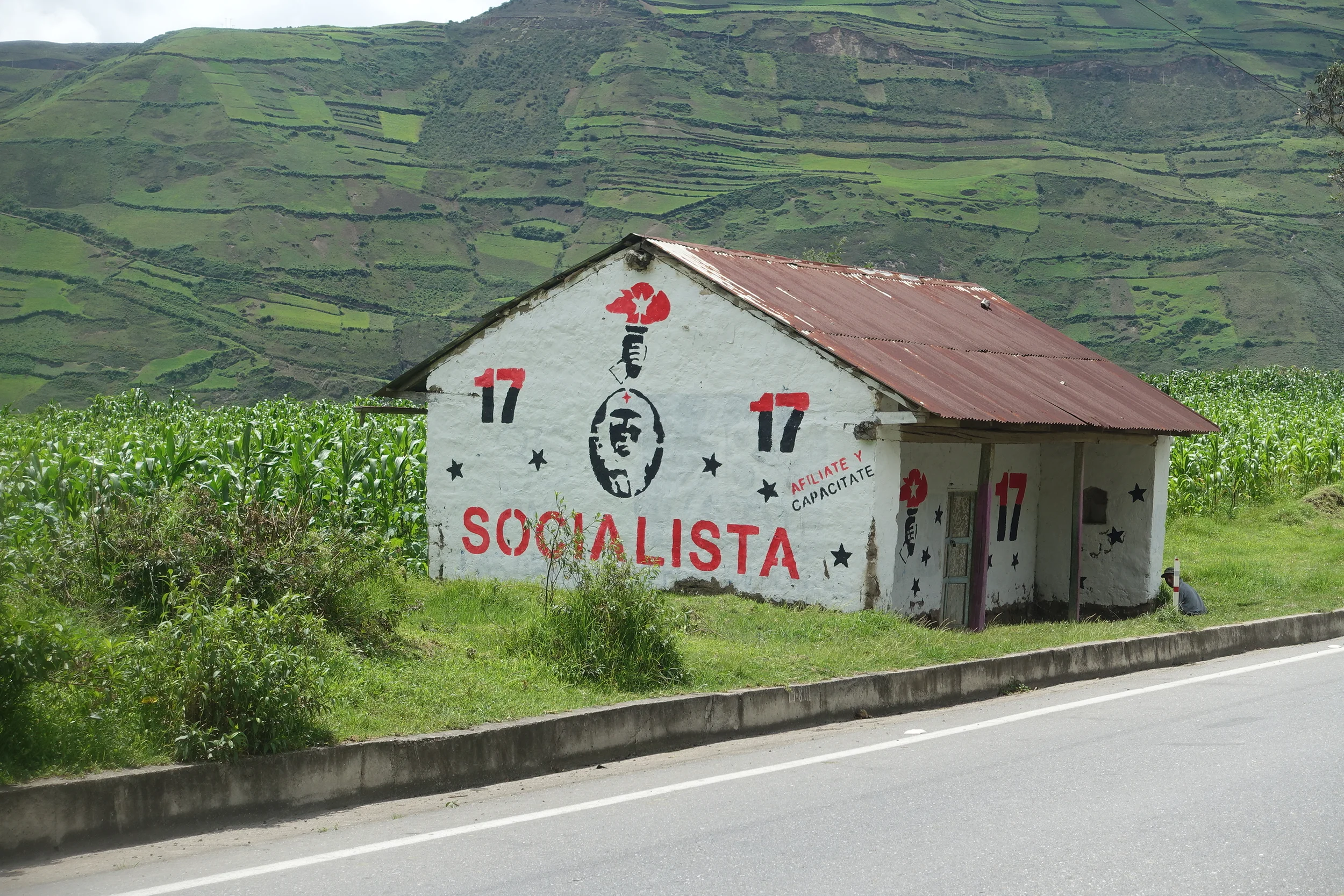 buildings painted with socialist banners and che are commonplace in the countryside.