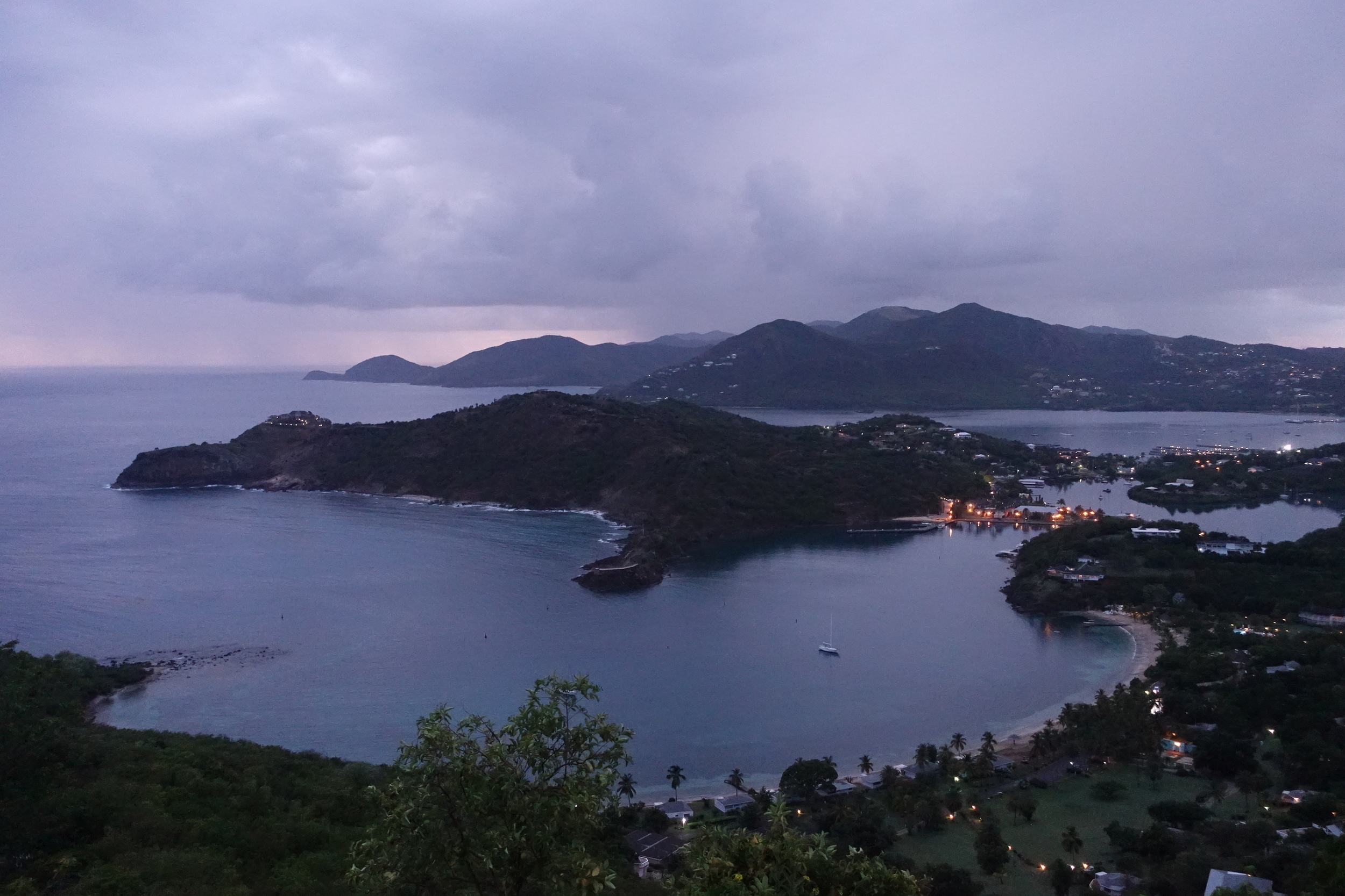 sunset over English harbour from Shirley heights