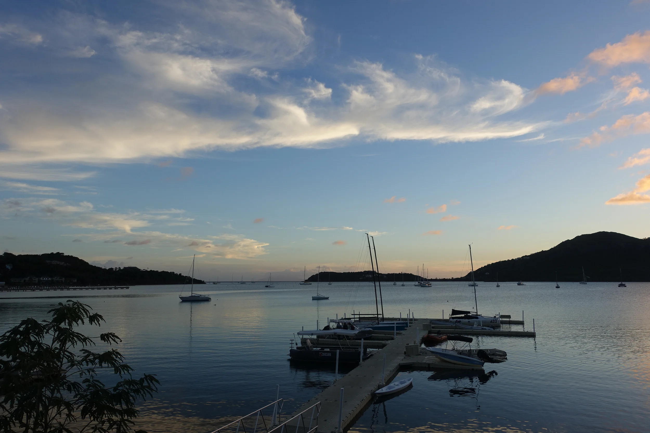 sunset at Falmouth harbour which adjoins English harbour
