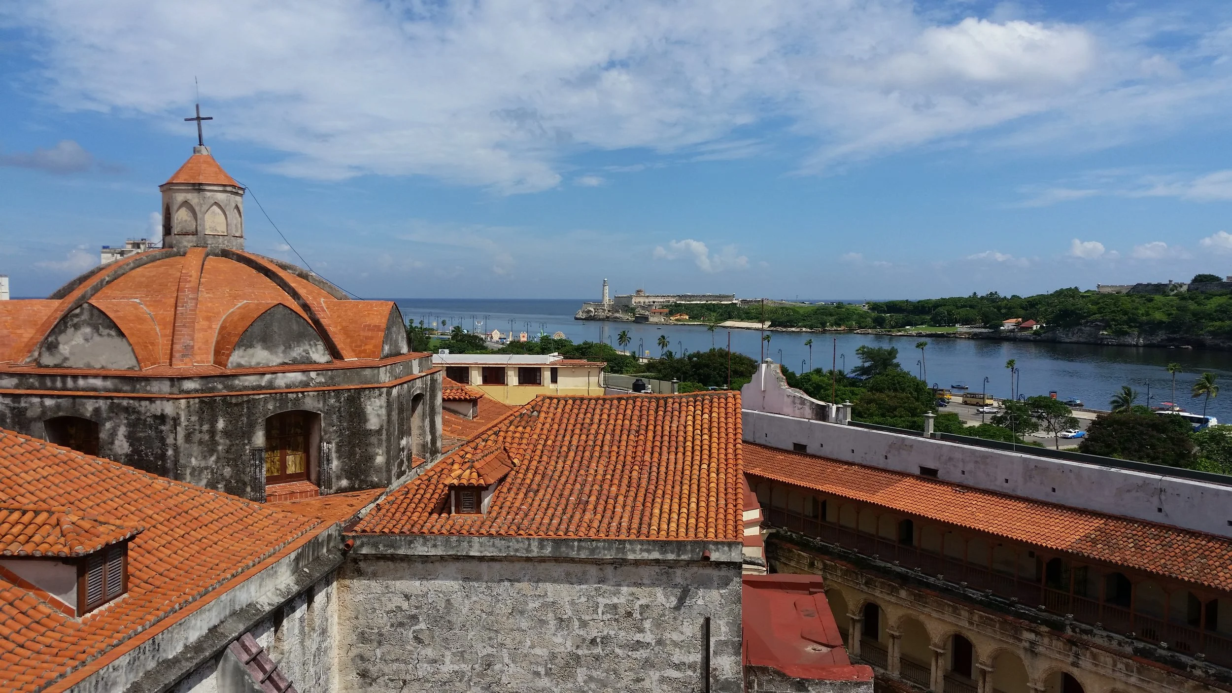 the view from the catedral bell tower towards the forts