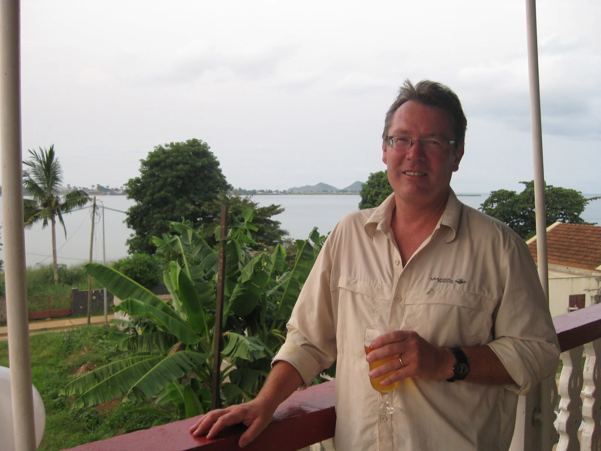 the best beer ever. That's sao tome in the background