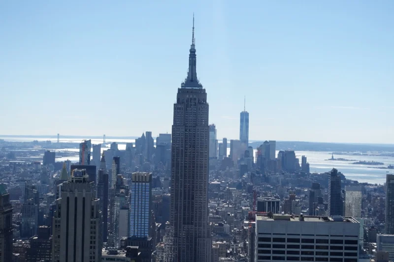 the empire state building dominates the view south