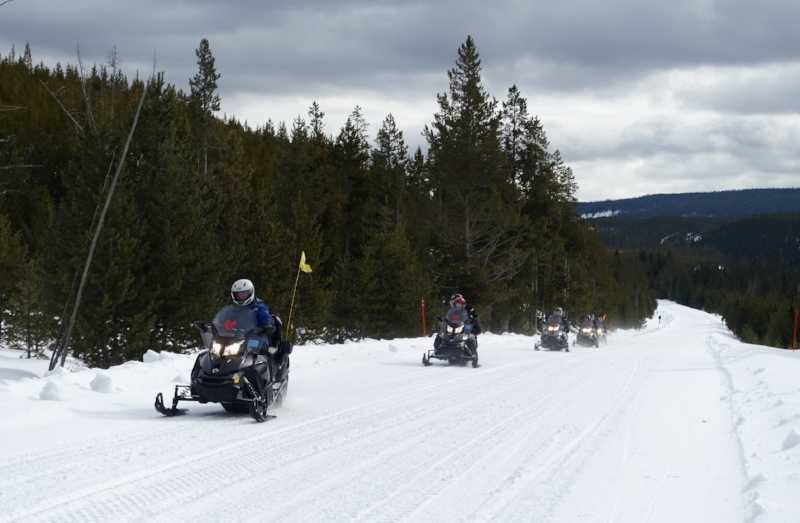 we saw a few snowmobile groups during the day