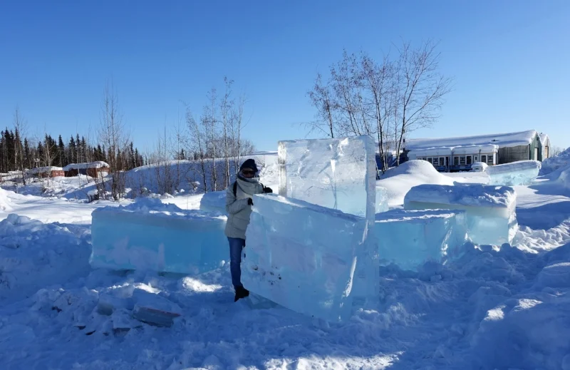 the raw ice blocks
