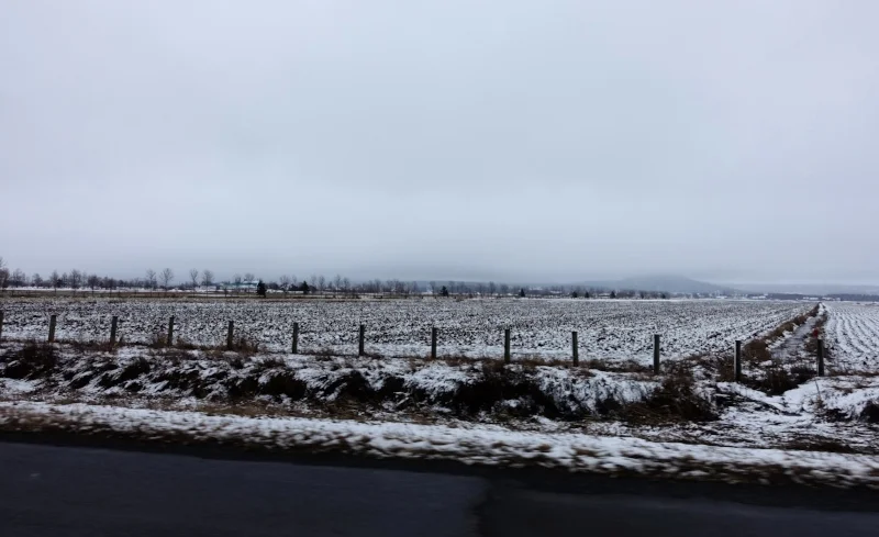 the quebec countryside was still pretty wintery