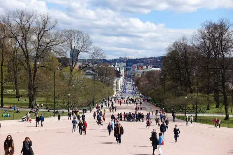 karl johans gate from the royal palace