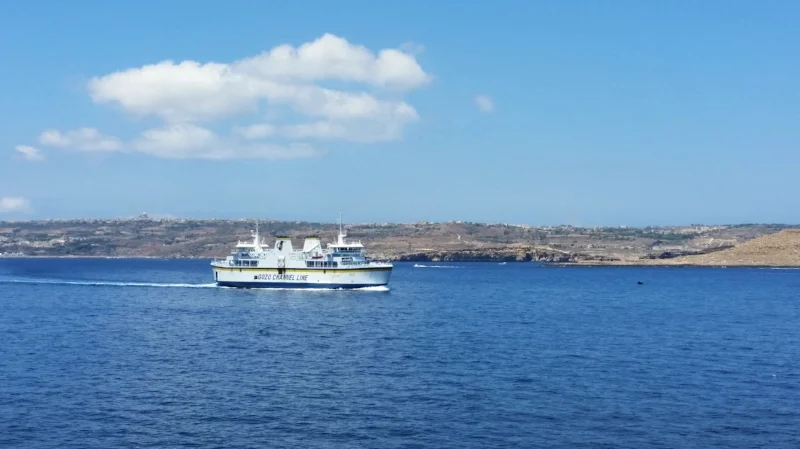 gozo ferry with gozo in the background