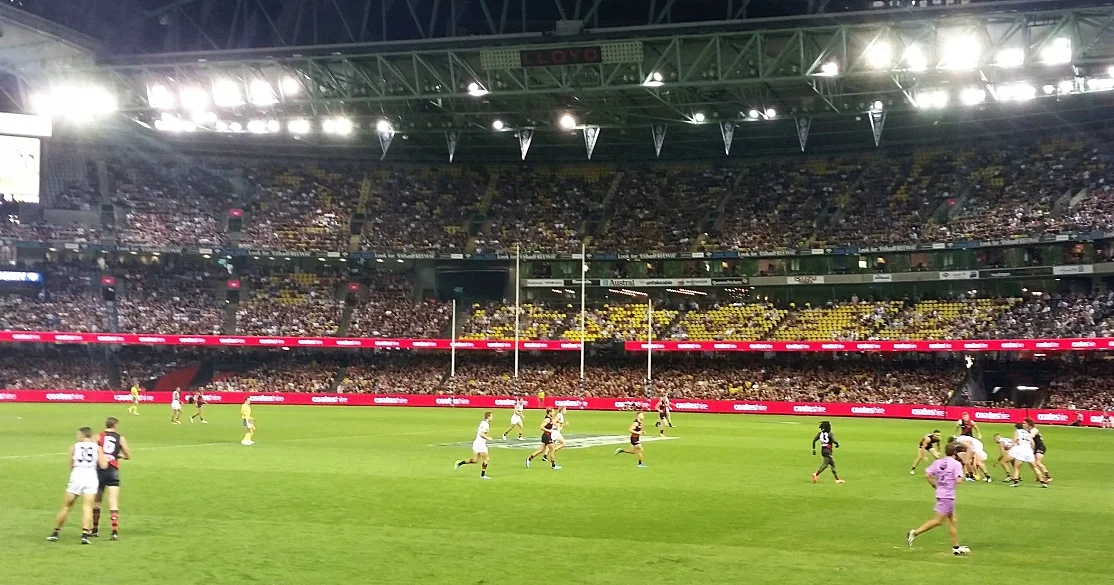 the bombers (black and red) in action against the Adelaide crows
