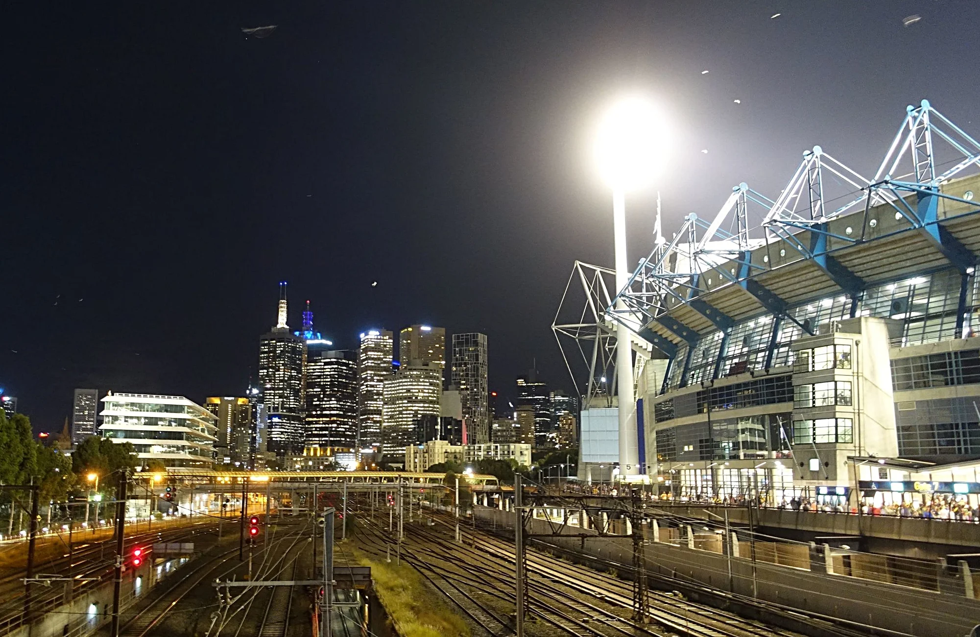 Melbourne night skyline with the g on the right