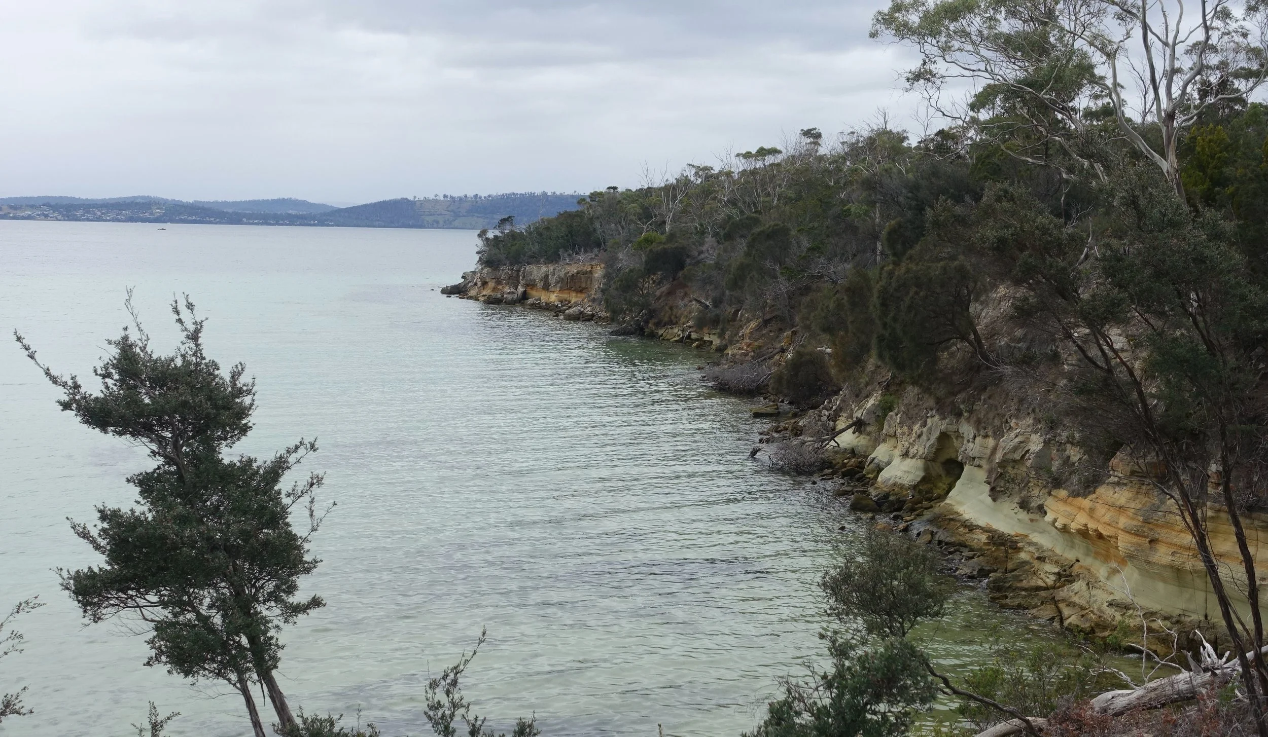 the track headed out along this small headland at the end of lime bay beach