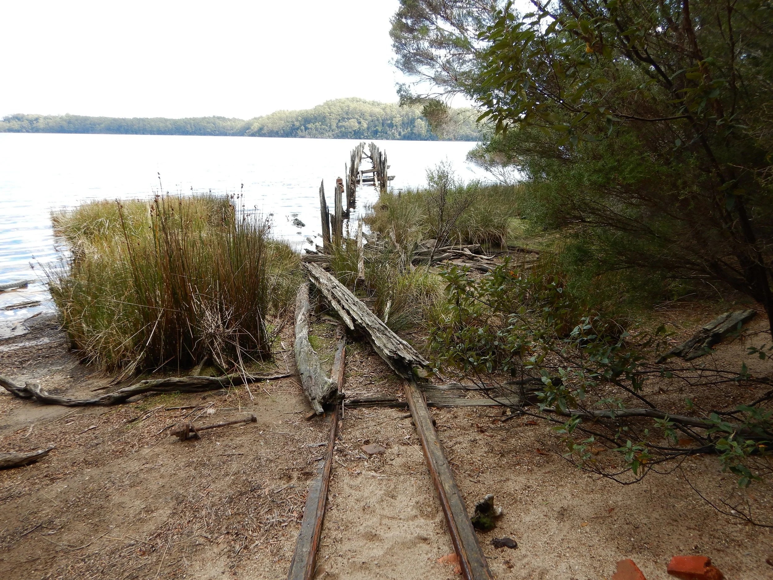 the rail tracks leading onto the wharf are still there