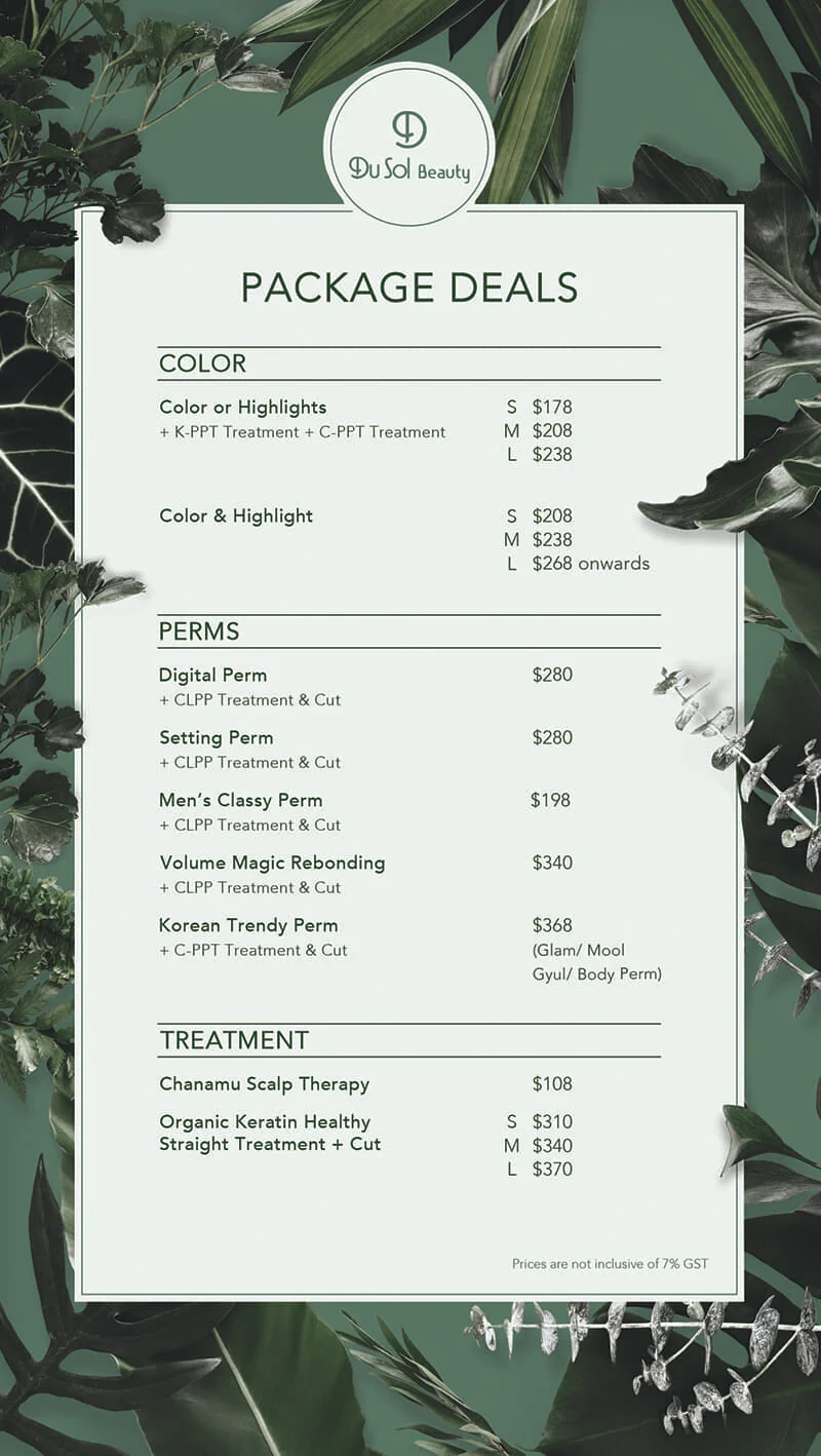 Dusol Beauty Singapore Menu