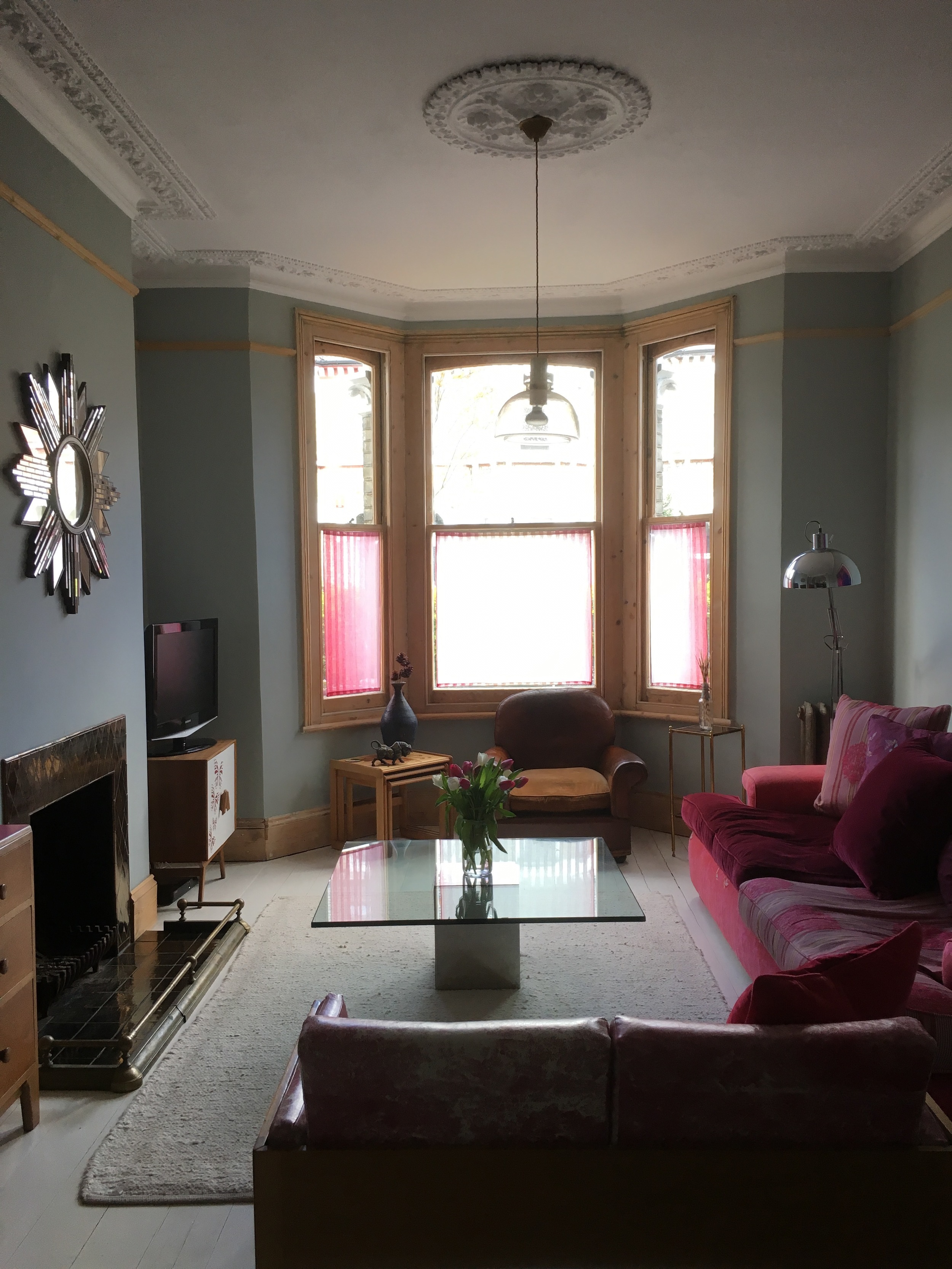 Grand proportions in this Victorian villa in Shepherd's Bush. I love the pink and grey scheme.