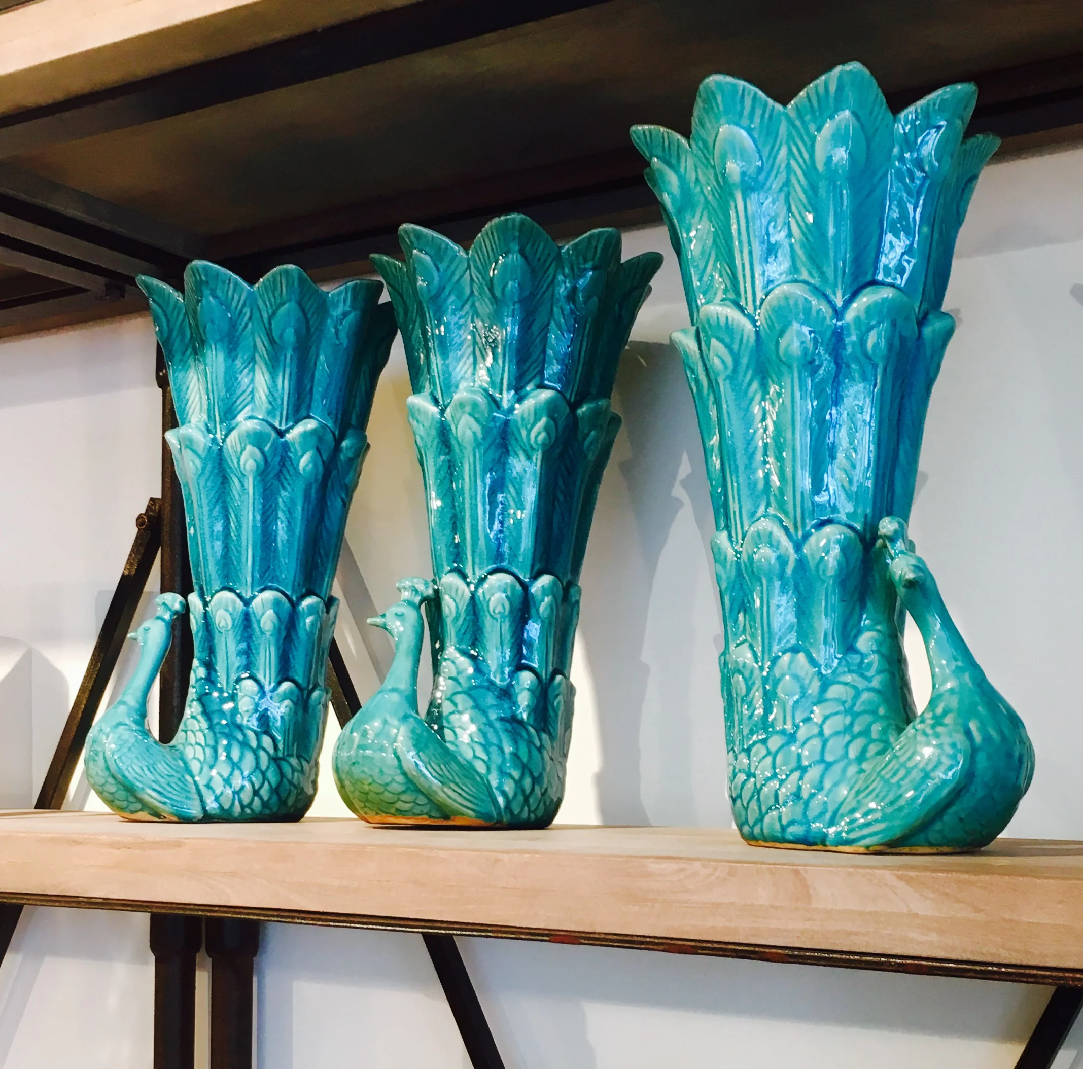 Peacock fluted vase, £48 each