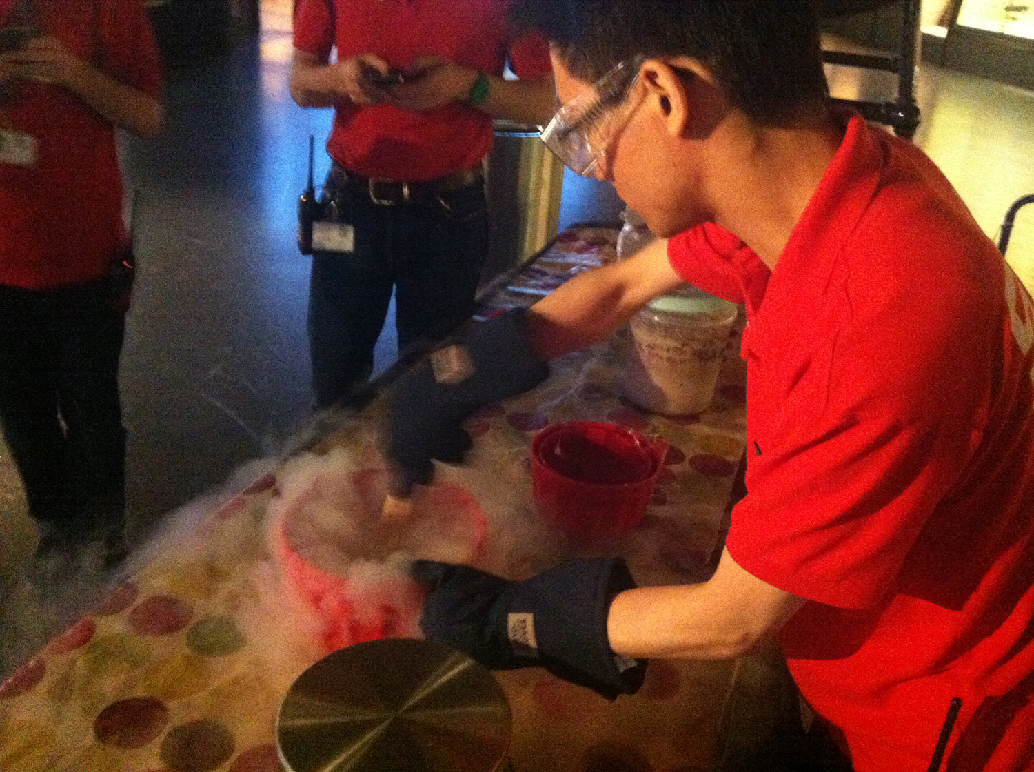 David's colleague Chi, making ice cream with the liquid nitrogen at the Science Museum's #AstroNights event
