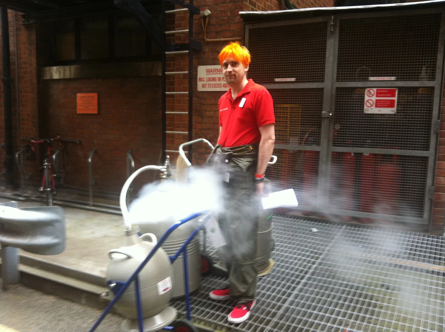 David Houston collecting liquid nitrogen 