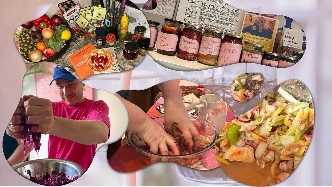 Everyone carries a history of contamination; purity is not an option ~ Anna Tsing 

Tomorrow&rsquo;s fermencise @bankstownartscentre ✨ sold out ✨ 🎫 
Part of #GutWaters 🚿 

Fizzy slippery fingers 🫧 
Contamimated thoughts 🦠 
Digesting encounters 💚