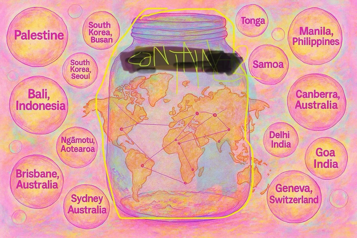 Igniting the fizz 🫧. 
First day of my PhD practice-led project today 🍶
Quite surreal &mdash; and a real honour to be in relation and conversation with those I admire 💫

People doing vibrant, lively, and necessary work across the Asia-Pacific 🌏
A 