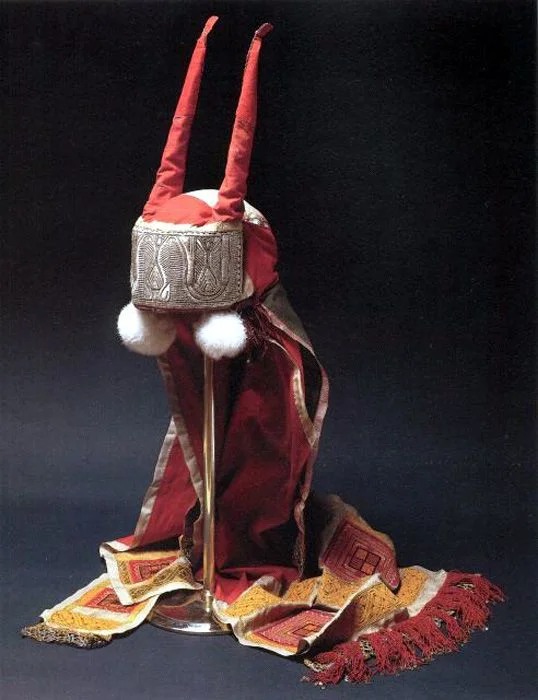 Horned Kichko, ancient russian shaman females sacred hat.
