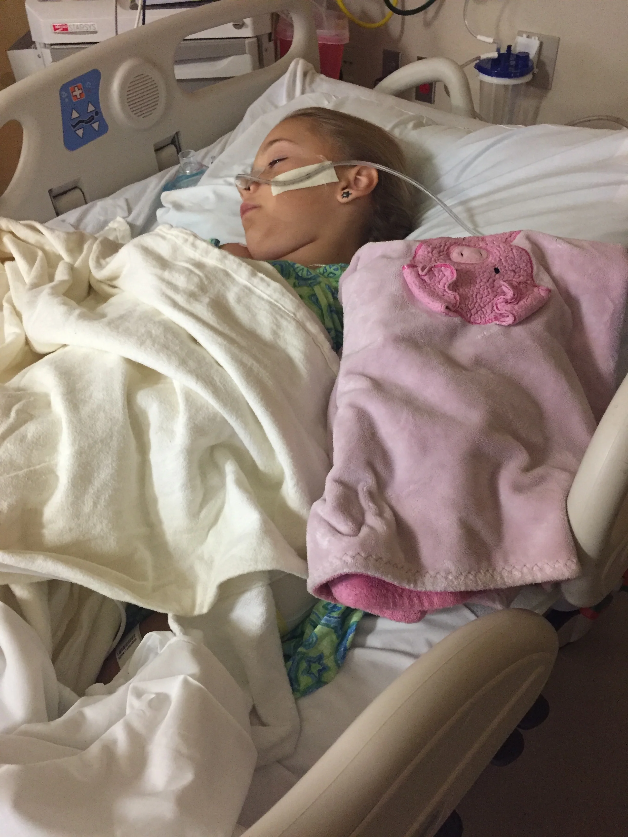 Caroline recovering from her accident.