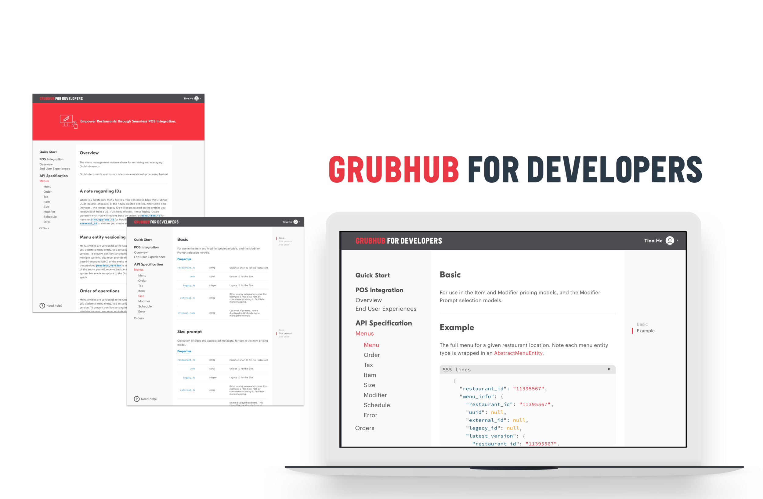 API interface design for Grubhub For Developers