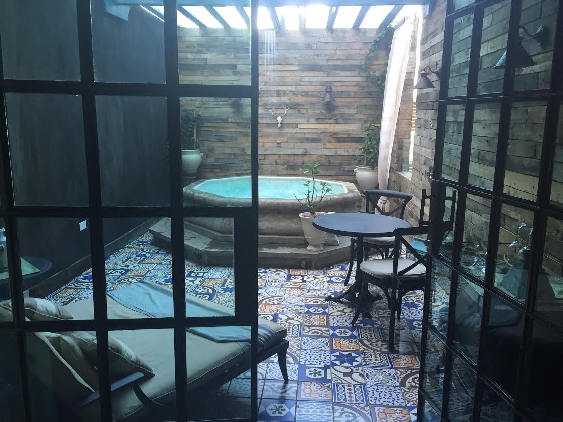 Our private patio/shower at the O:live Boutique Hotel