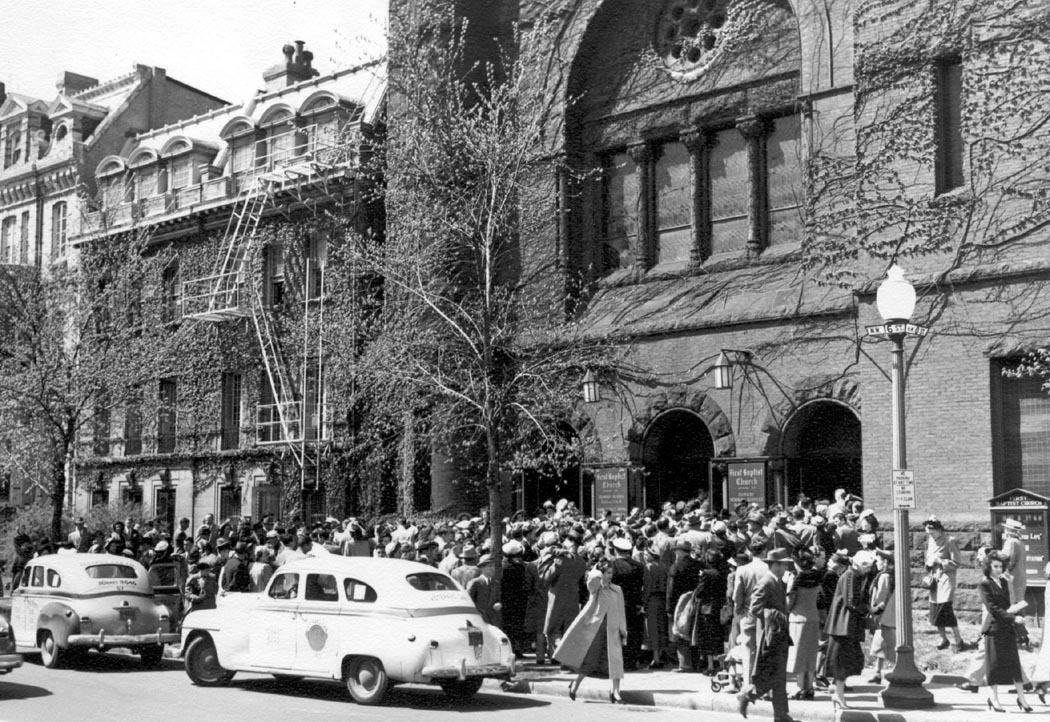 1948 Easter Sunday in front of church - source archives.JPG