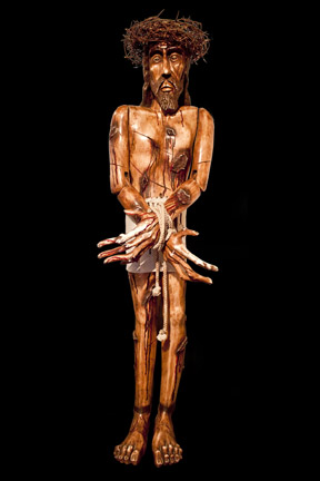 This carving, called "Ecce Homo" by Benjamin Lopez, is found in the Santuario de Chimayó in New Mexico.