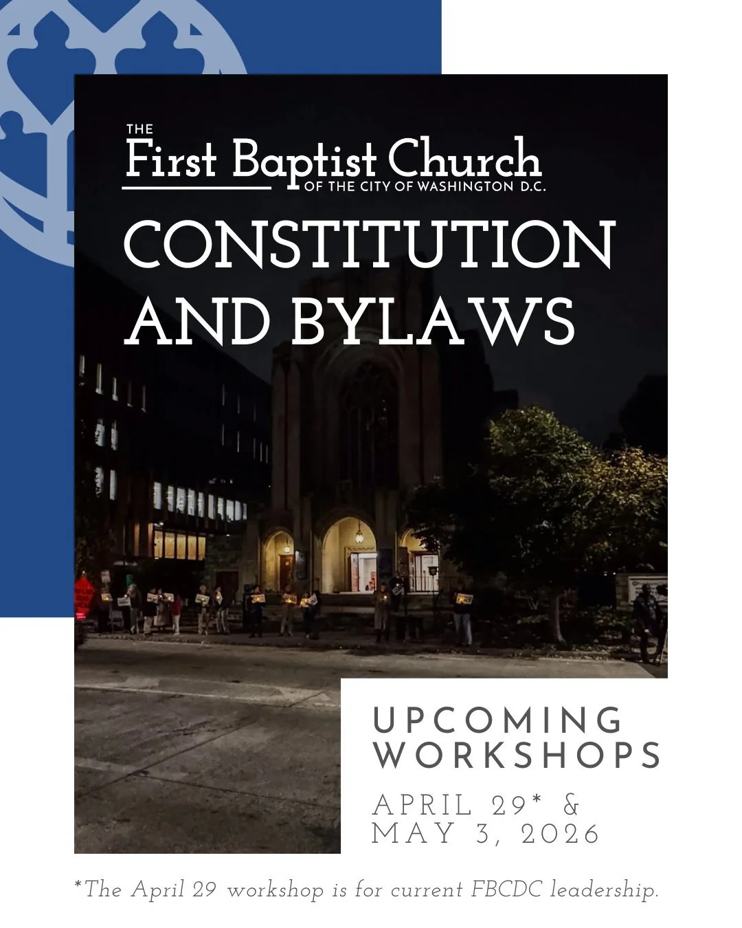 There's a phrase that's been sitting with us lately:
"Bringing our paperwork into agreement with our practice."

For years, First Baptist has been on a clear journey, deepening our welcome, strengthening how we care for one another, and bui