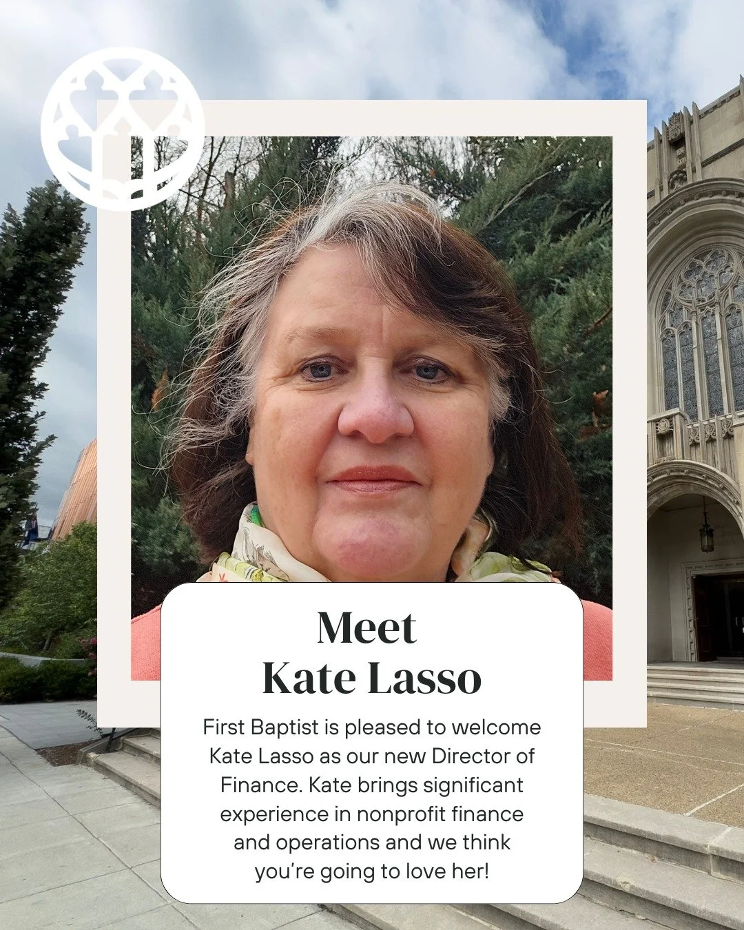 We're so excited to introduce Kate Lasso, our new Director of Finance! 🎉

Kate joins us part-time, bringing more than 30 years of experience in finance and operations for mission-driven organizations including faith communities and social justice or