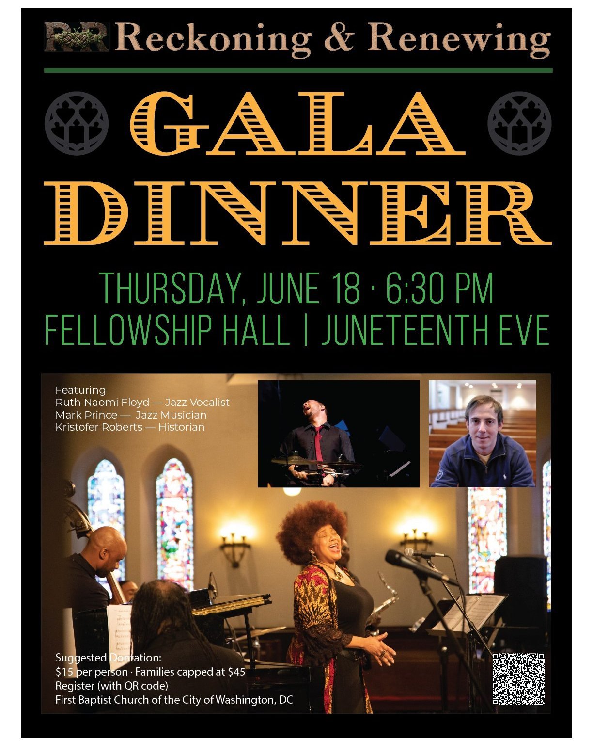 The evening we have been pointing toward is almost here.

On June 18, Juneteenth Eve, FBC will gather for a gala dinner to officially launch our Reckoning and Renewing journey. A night of music, reflection, and commitment. A moment we have been quiet