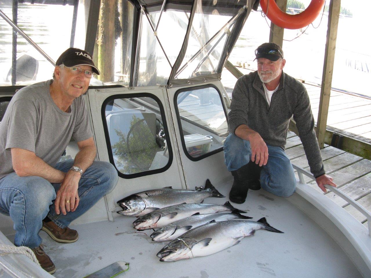 Chris and Jon with a limit of Chinook in Pender Harbour, BC