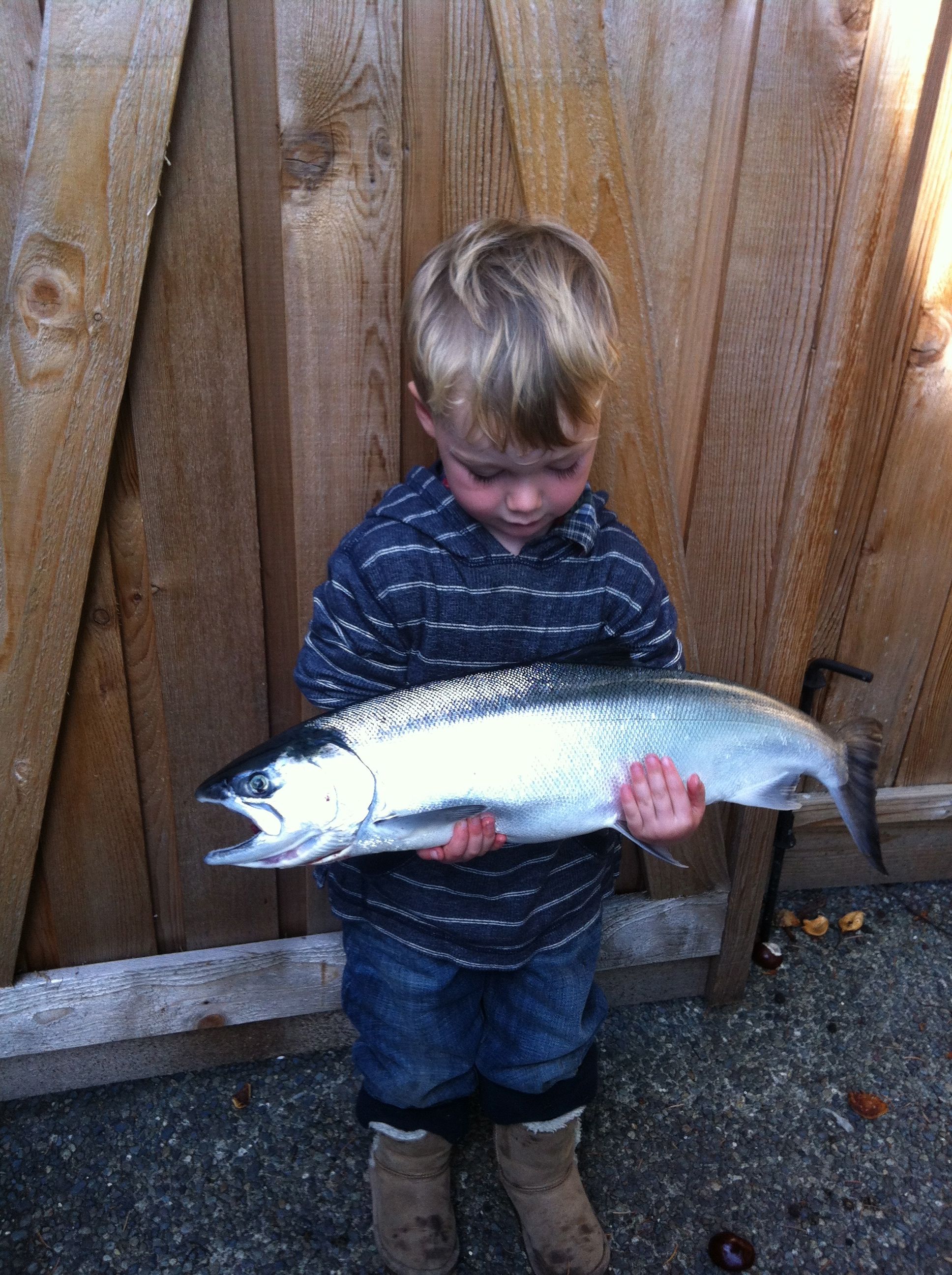 Jasper with his first Coho reeled in by himself!