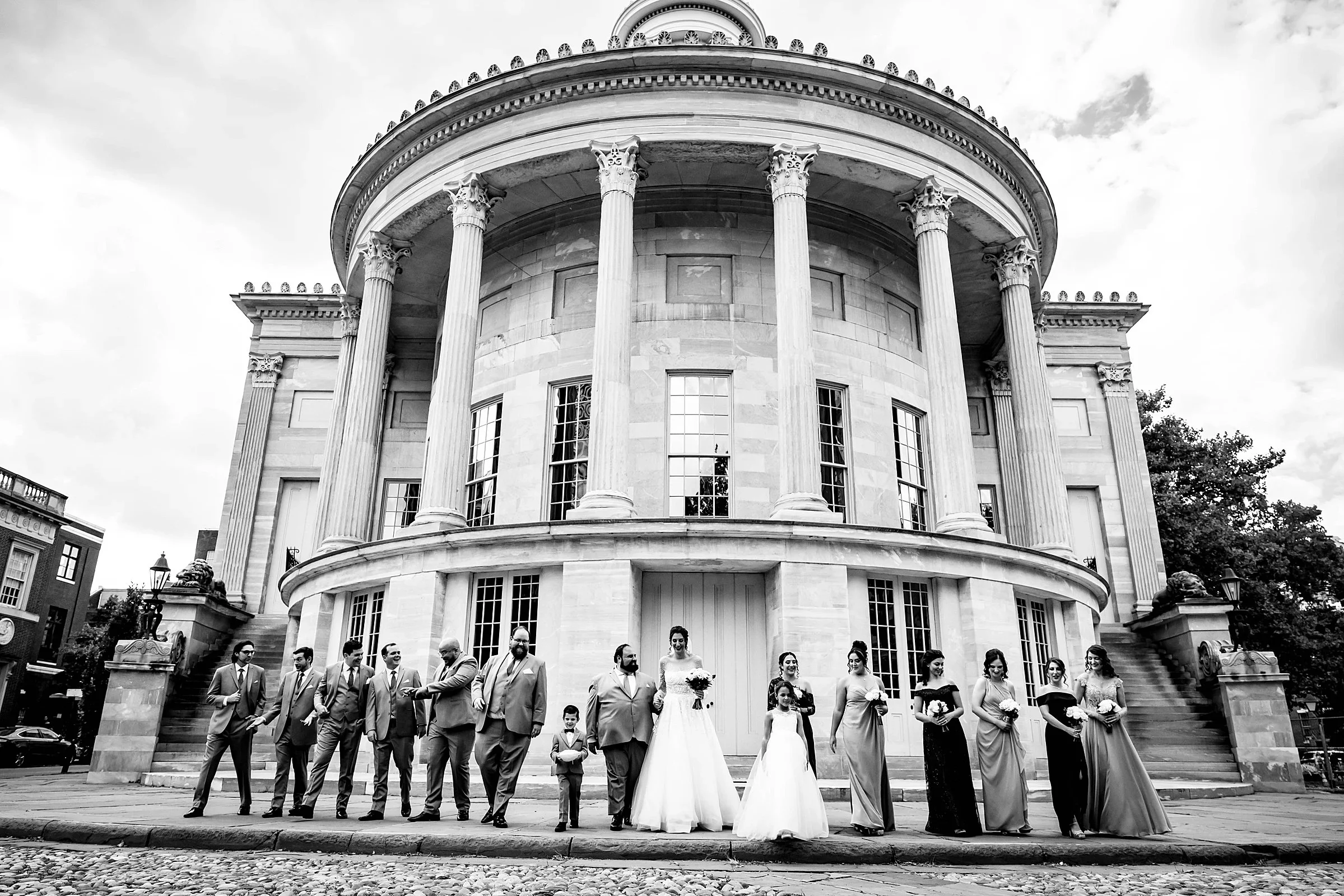 Wedding party outside the Merchants' Exchange, a short walk from Ballroom at the Ben
