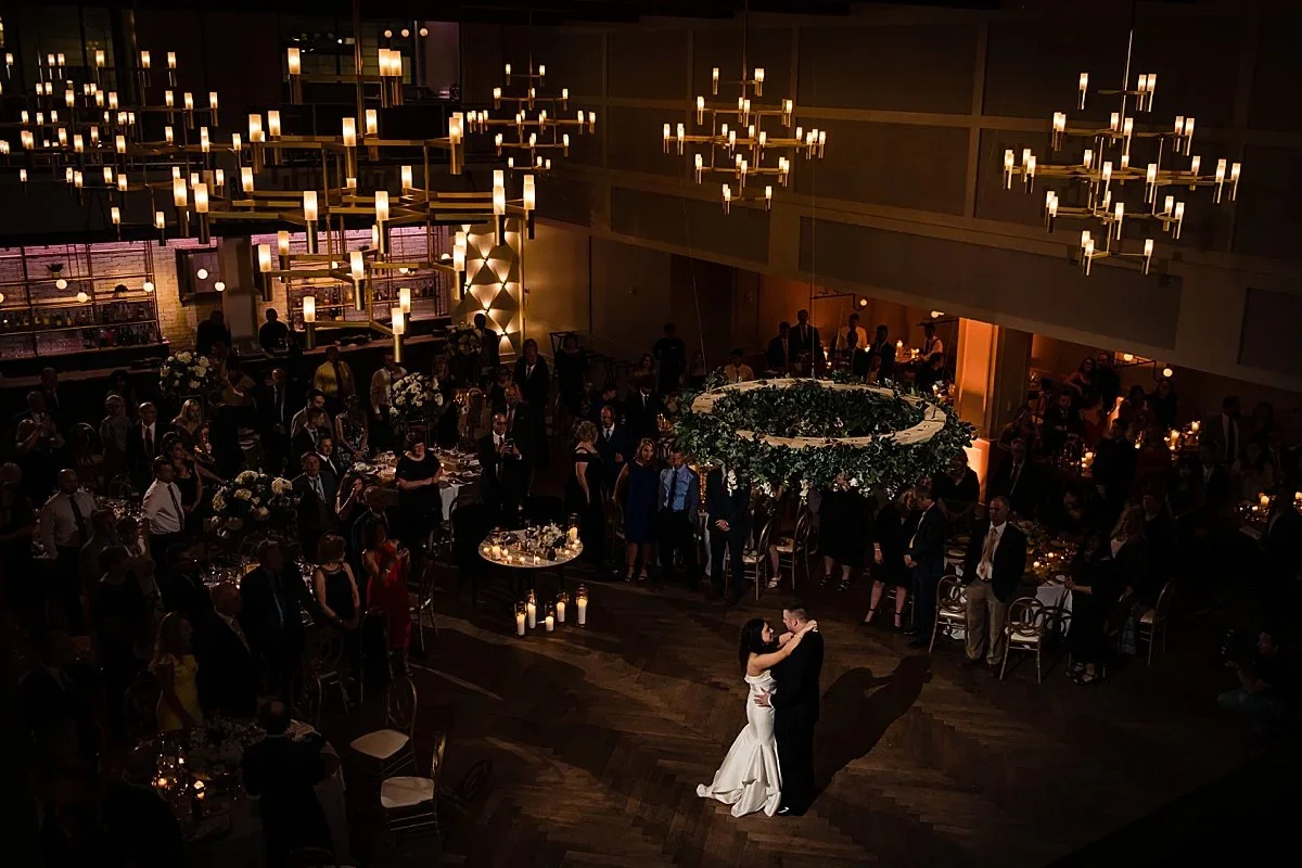 Courtney and Michael's first dance in the main room at The Lucy