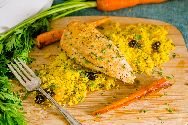 Delicious lemon roasted chicken with Moroccan Couscous 