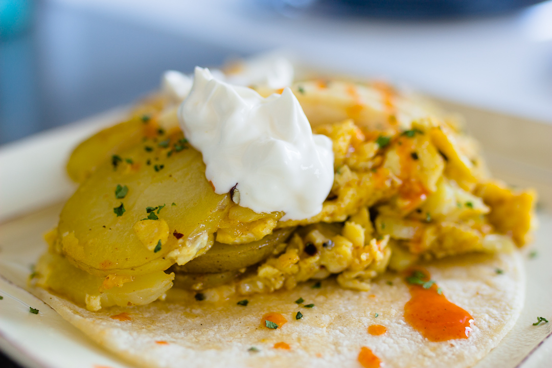 Breakfast tacos that take about 10 minutes to make! Great for a quick breakfast!