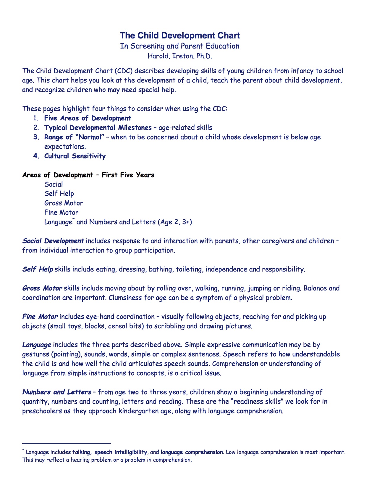 Gross Motor Development Chart