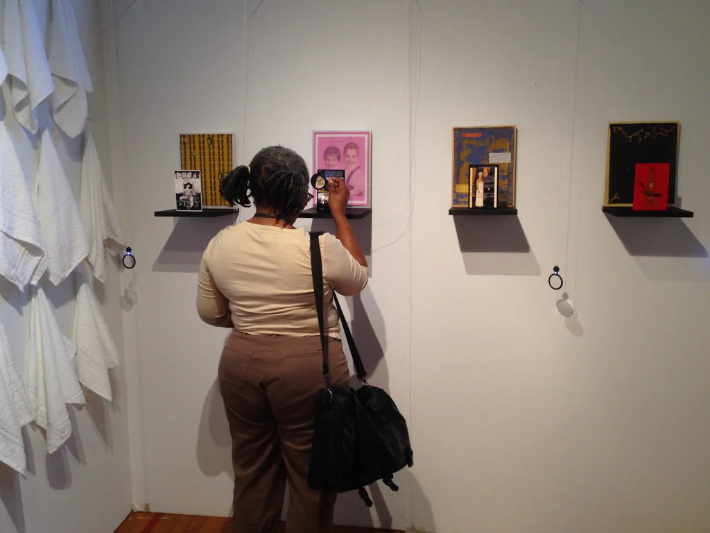 The Eighth Shade , installation view; audio recordings, , towels, assemblages.The Ark Gallery, Vermont College of Fine Art. 2014