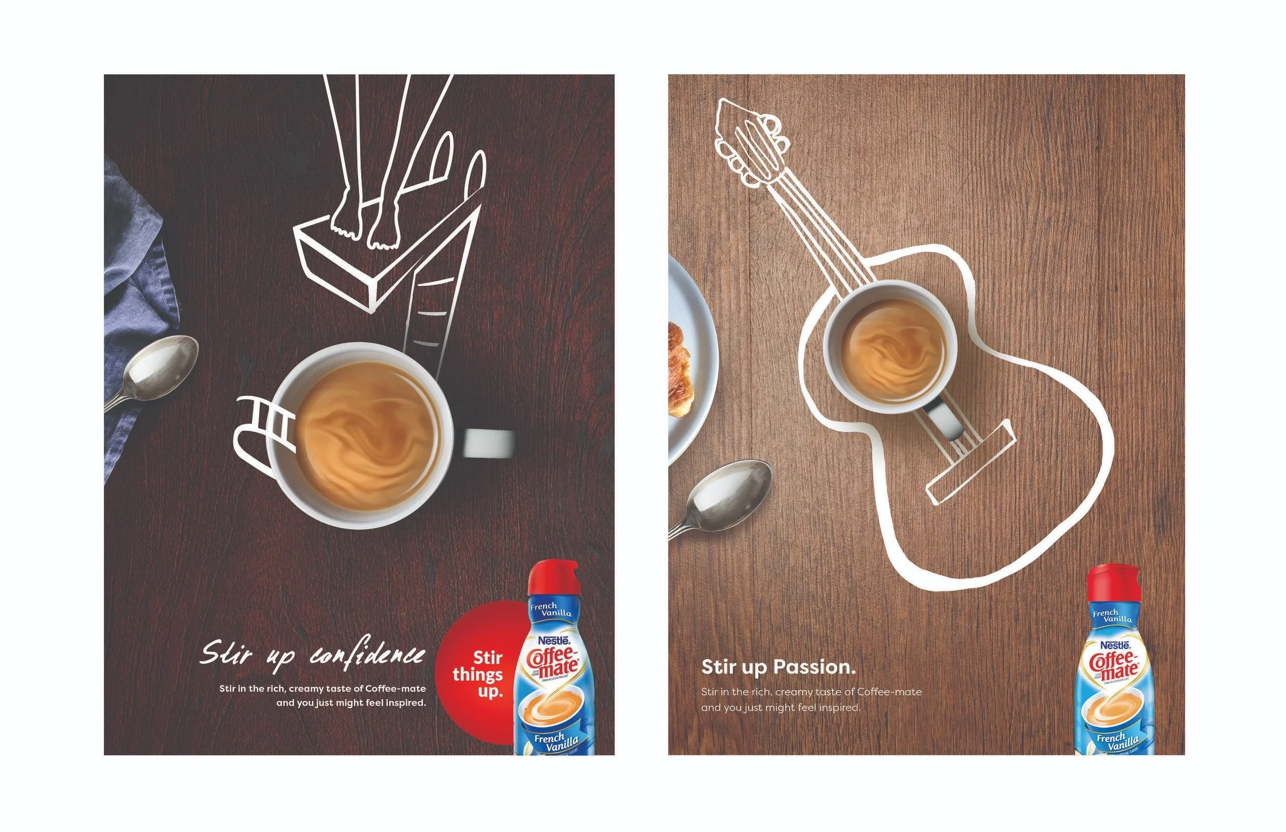  We needed to bring the swirl to life in print, highlighting its visual appeal while also incorporating a human, relatable lifestyle element to make it feel authentic and accessible. 