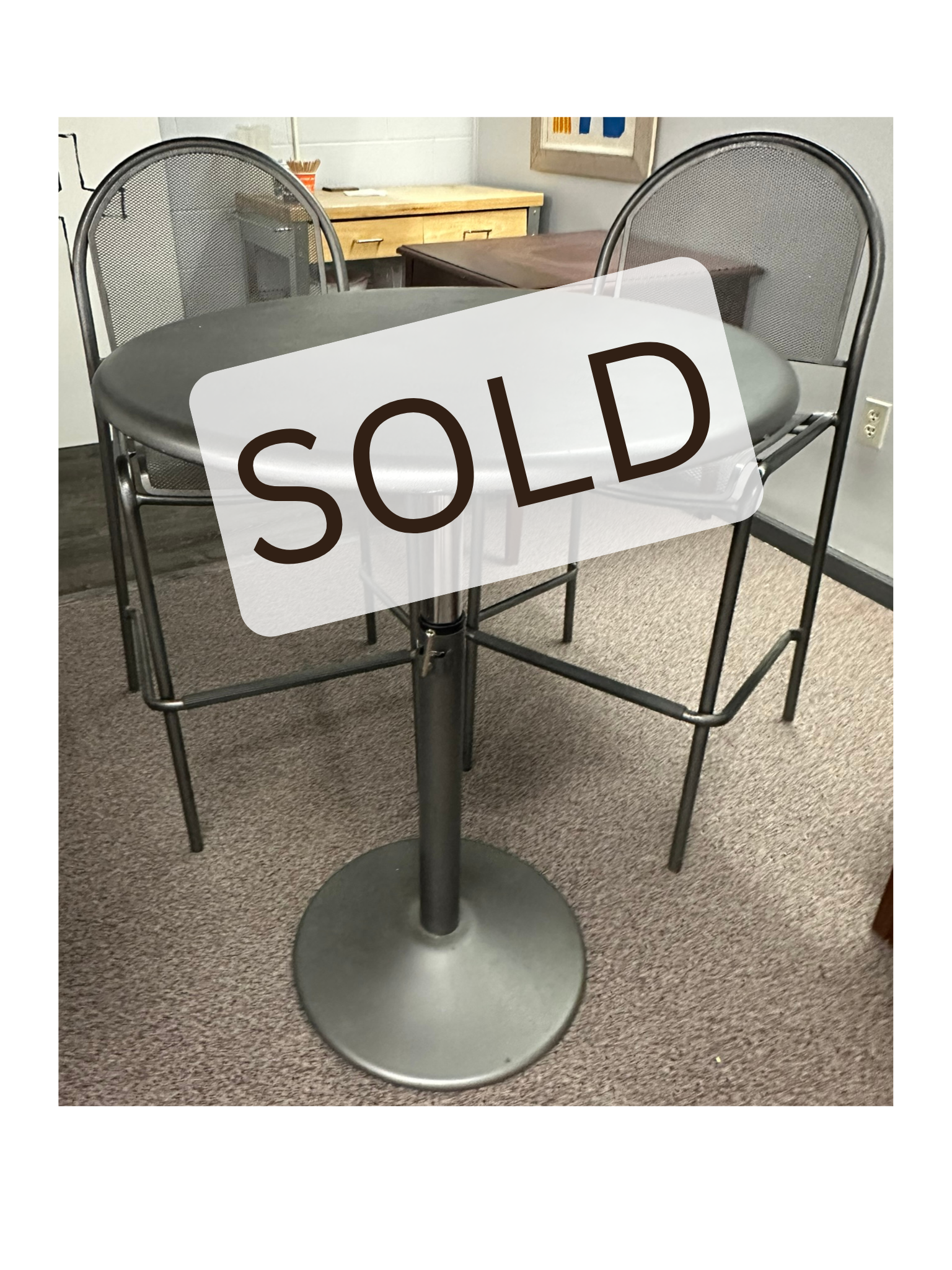 Adjustable high table with chairs. $.png
