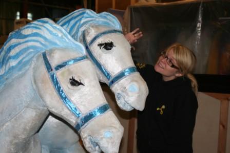 Lou checks on some horses