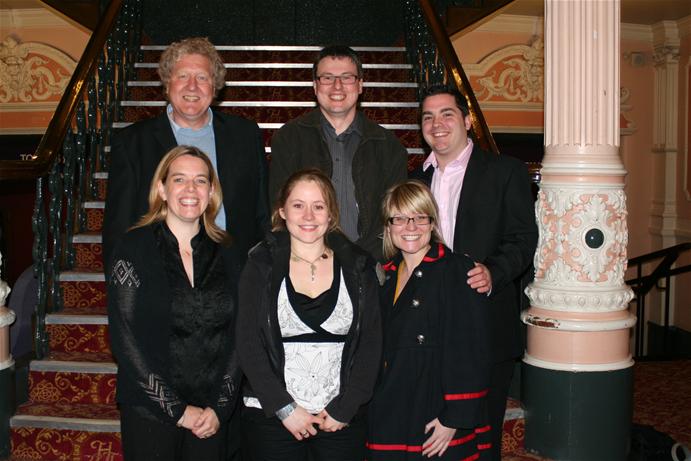 The Imagine team during our visit to the Victoria Theatre, Halifax. Back L-R - Iain Lauchlan (Creatives), Steve Boden (Managing Director) & Iam Plimbley (Stores Manager) . Front L-R -Sarah Boden (Business Manager), Dawn Outhwaite (Wardrobe) & Louise Redmond (Production Assistant).