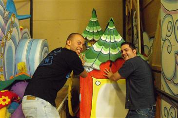 Ian and Phil are in the stores sorting sets (this one is for Aladdin at the Shaw Theatre, London).