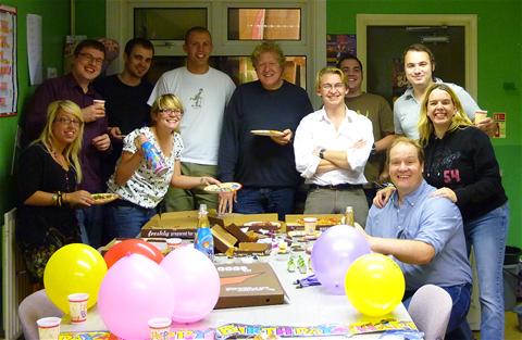 L-R Hayley (Admin), Steve (Executive Producer), Chris (Technicals), Louise (Production Assistant), Phil (Stores), Iain (Creatives), Rob (Director - Porthcawl), Ian (Stores), Simon (Lighting - Porthcawl), Matt (Musical Director - Porthcawl), Sarah (Business Manager).