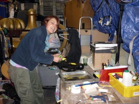 ...while Sophie makes a slosh gun.