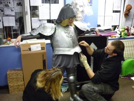 We dressed Louise up in a suit of armour (don't ask why!)...