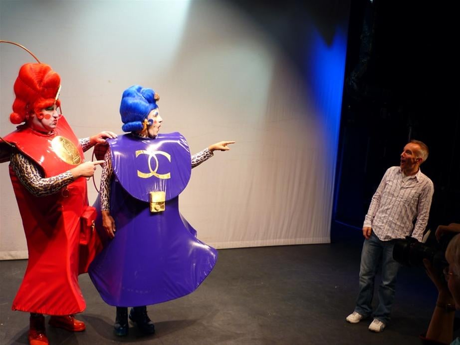 Here they are practicing their best 'ugly' faces at panto director, Neil Bull.