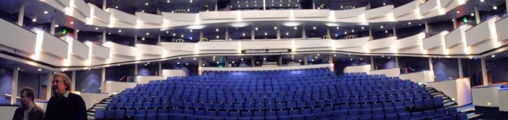 Iain Laughlan in the auditorium (it's only the photo which makes the seats look wonky - they're fine really! It's just the panoramic mode on the camera!)