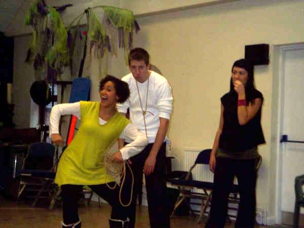 Kerry's getting in the swing of being Jack (with Liam & Nicola playing Daisy the Cow)